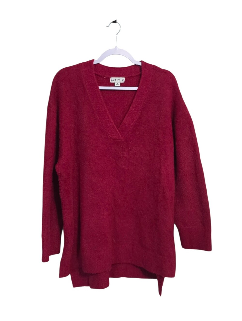 Ava & Viv Red V-neck Sweater 1X Soft Cozy